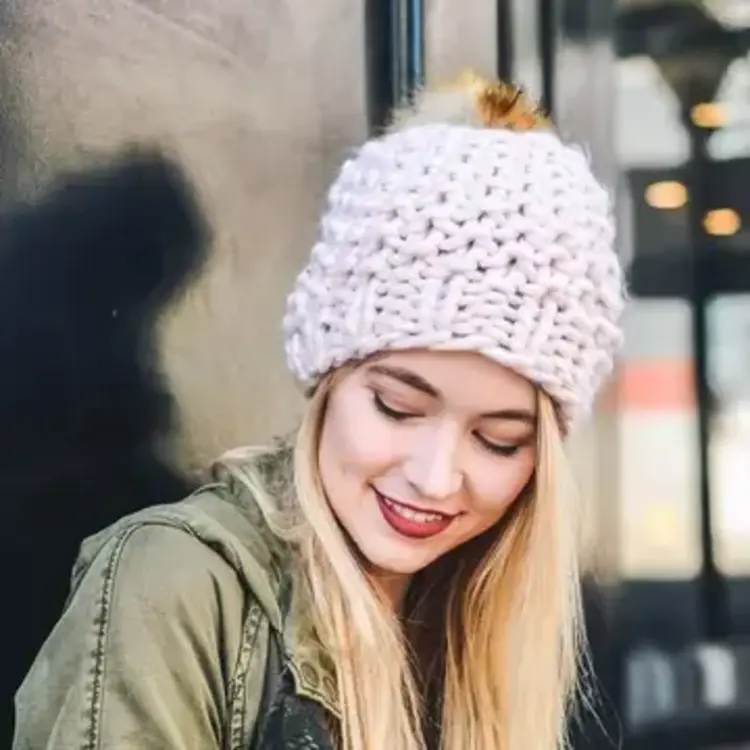 Oversize Chunky Pom Beanie