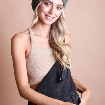 Boucle Rib Knit Beret Style Beanie