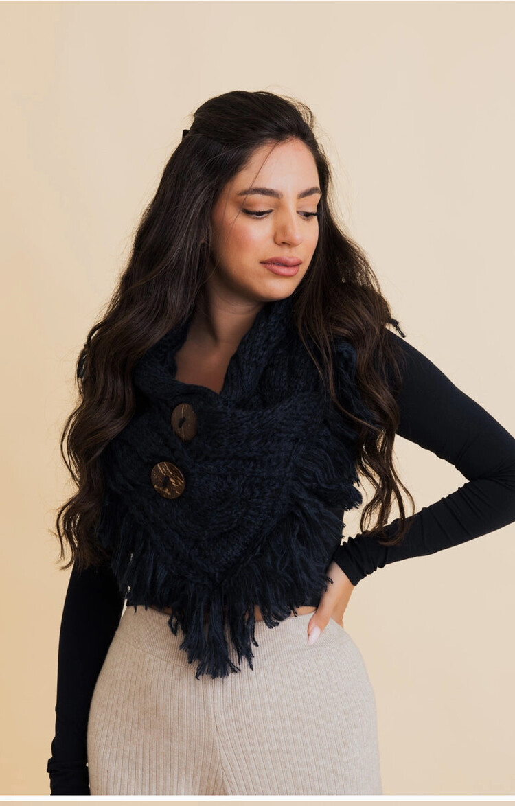 Heathered Shoulder Warmer w/Coco Buttons