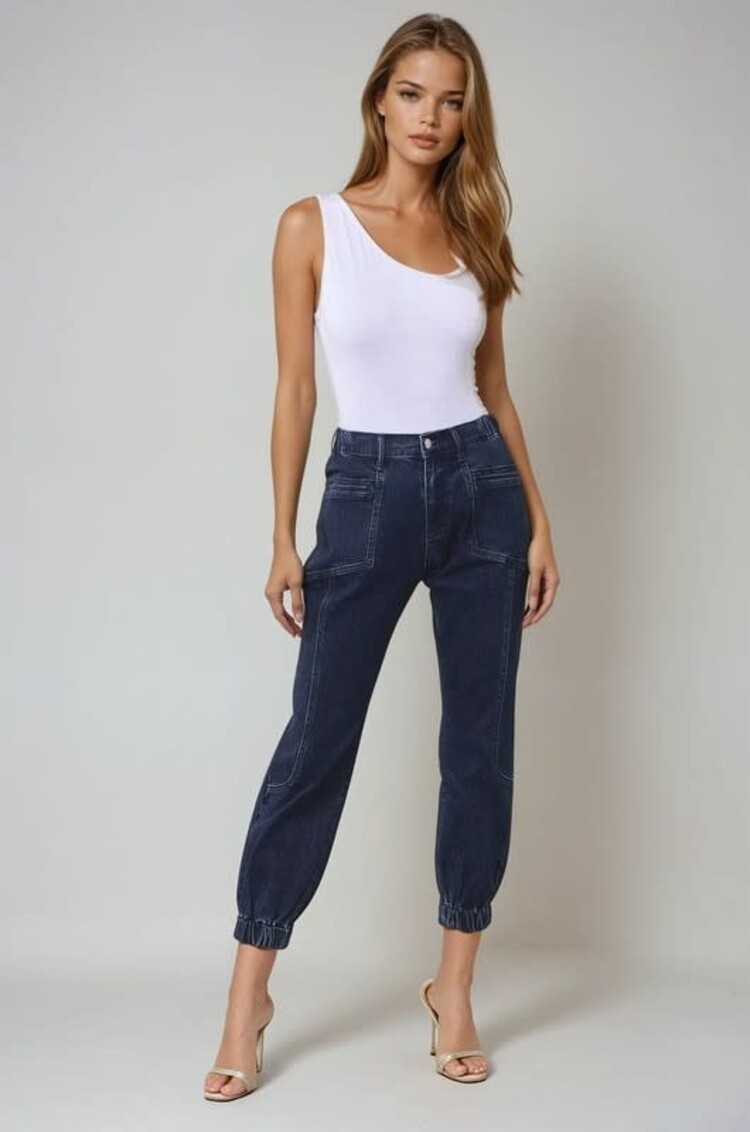 Elastic Waist Denim Jogger