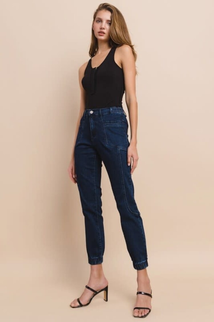 Elastic Waist Denim Jogger