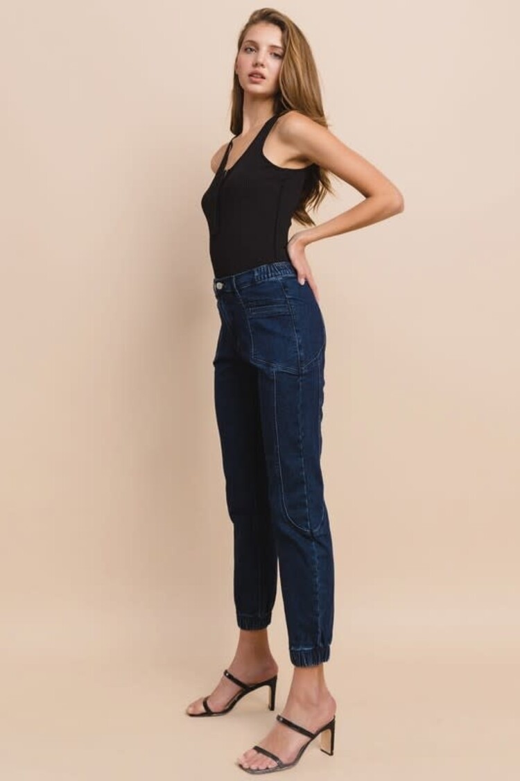 Elastic Waist Denim Jogger