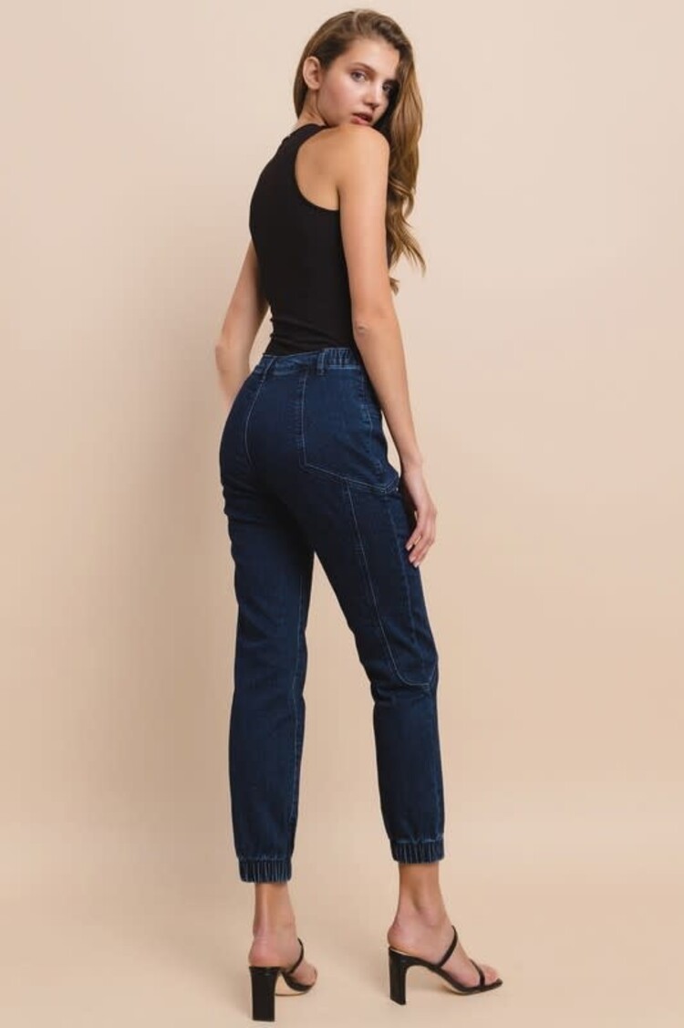 Elastic Waist Denim Jogger