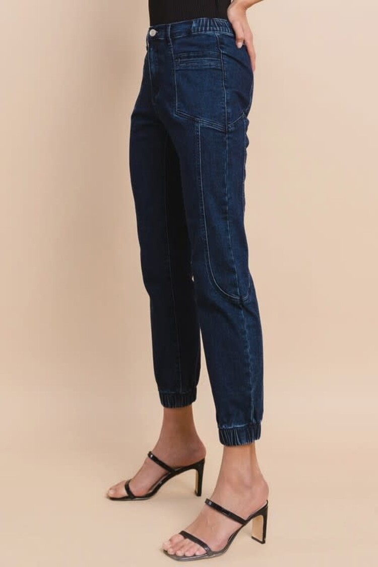 Elastic Waist Denim Jogger