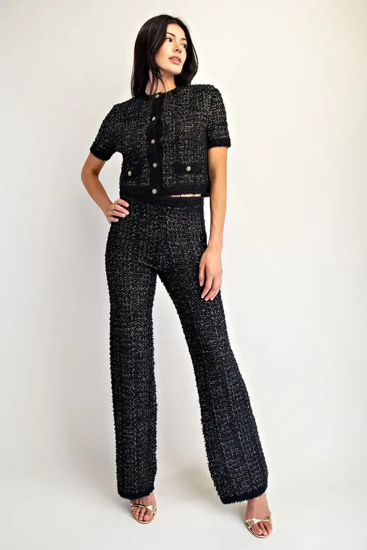 Lurex Sweater Straight Leg Pants