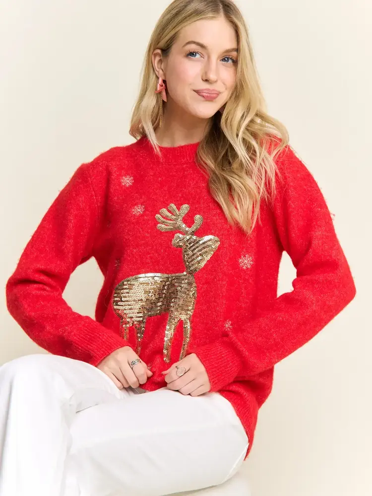 Adora LA Reindeer & Snowflake Sweater