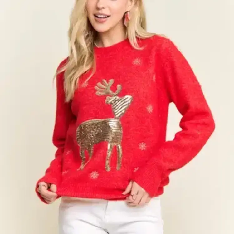 Adora LA Reindeer & Snowflake Sweater