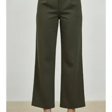 Wide Leg Trouser w/Button Accent