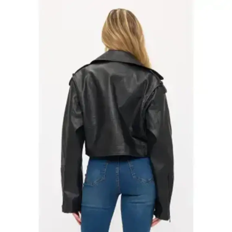 Vintage-Inspired Vegan Leather Biker Jacket
