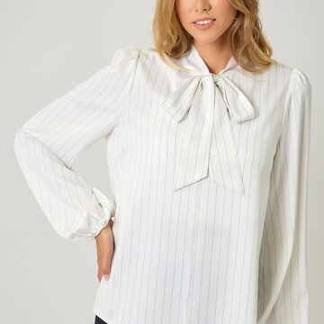 Ribbon Tie Stripe Blouse