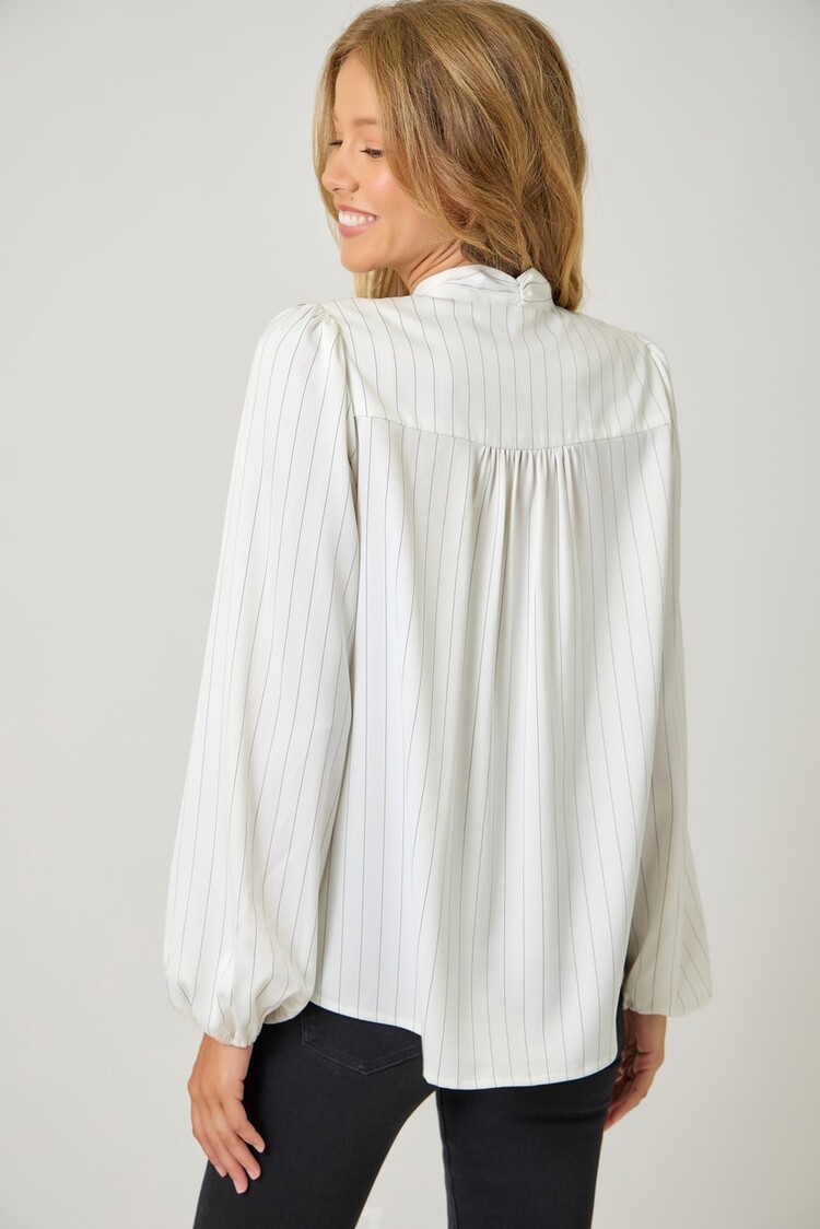 Ribbon Tie Stripe Blouse