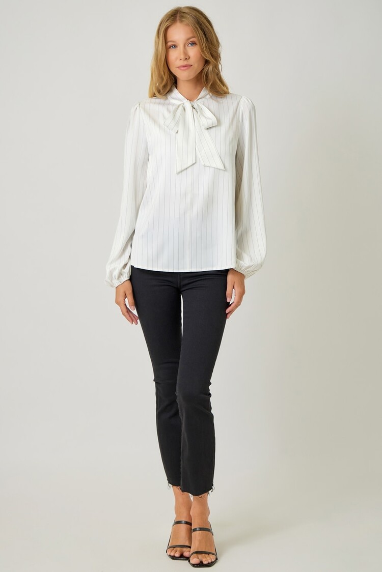 Ribbon Tie Stripe Blouse