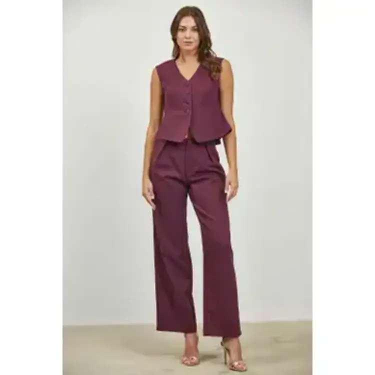 Button Detail High Waisted Pants