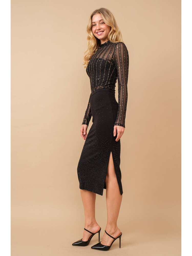 Bodycon Studded Midi Skirt