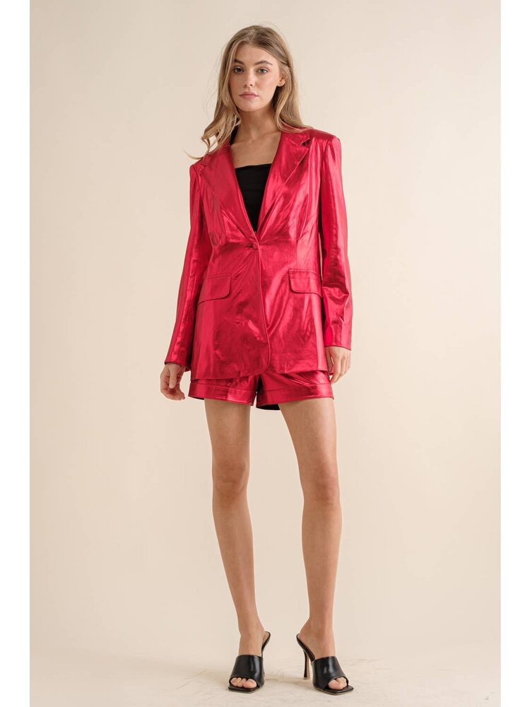 2-pc Metallic Blazer/Short Set