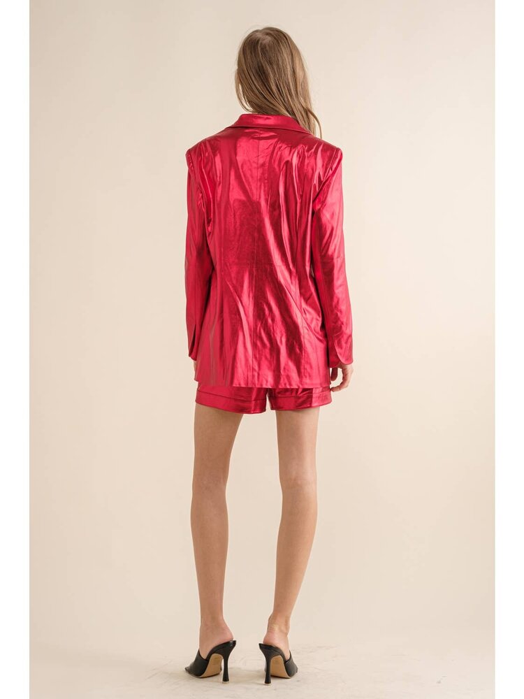 2-pc Metallic Blazer/Short Set