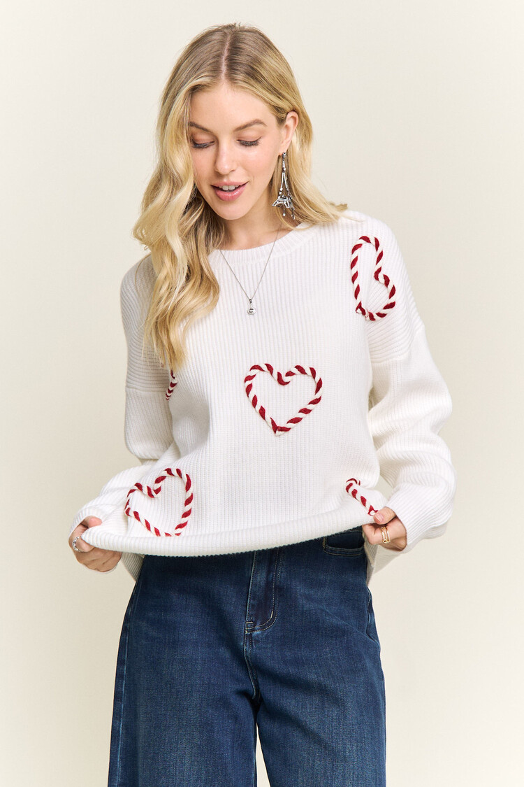 Adora LA Knit Sweater Cane Heart Pattern