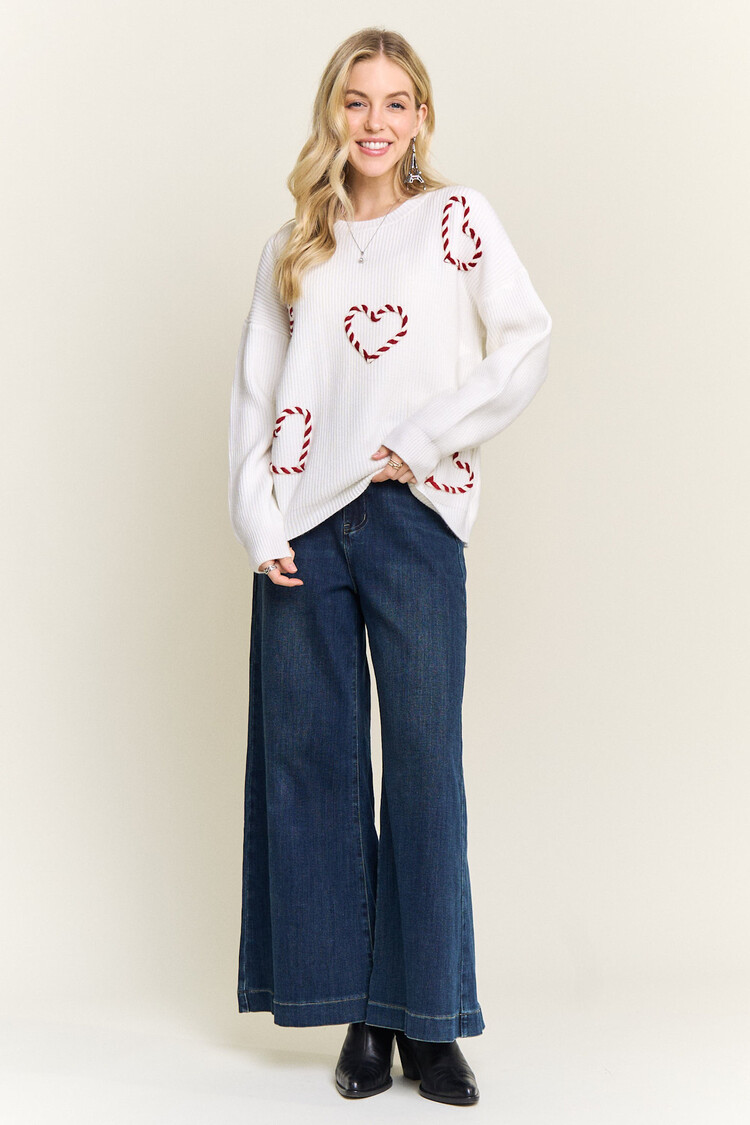 Adora LA Knit Sweater Cane Heart Pattern
