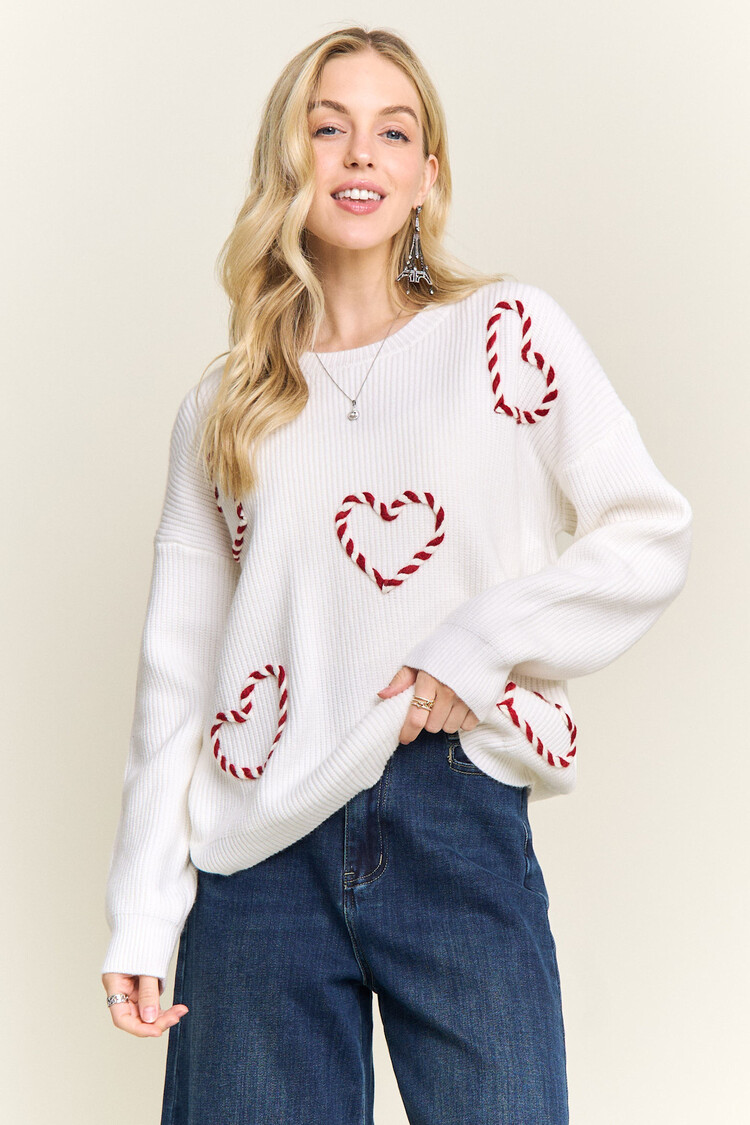 Adora LA Knit Sweater Cane Heart Pattern