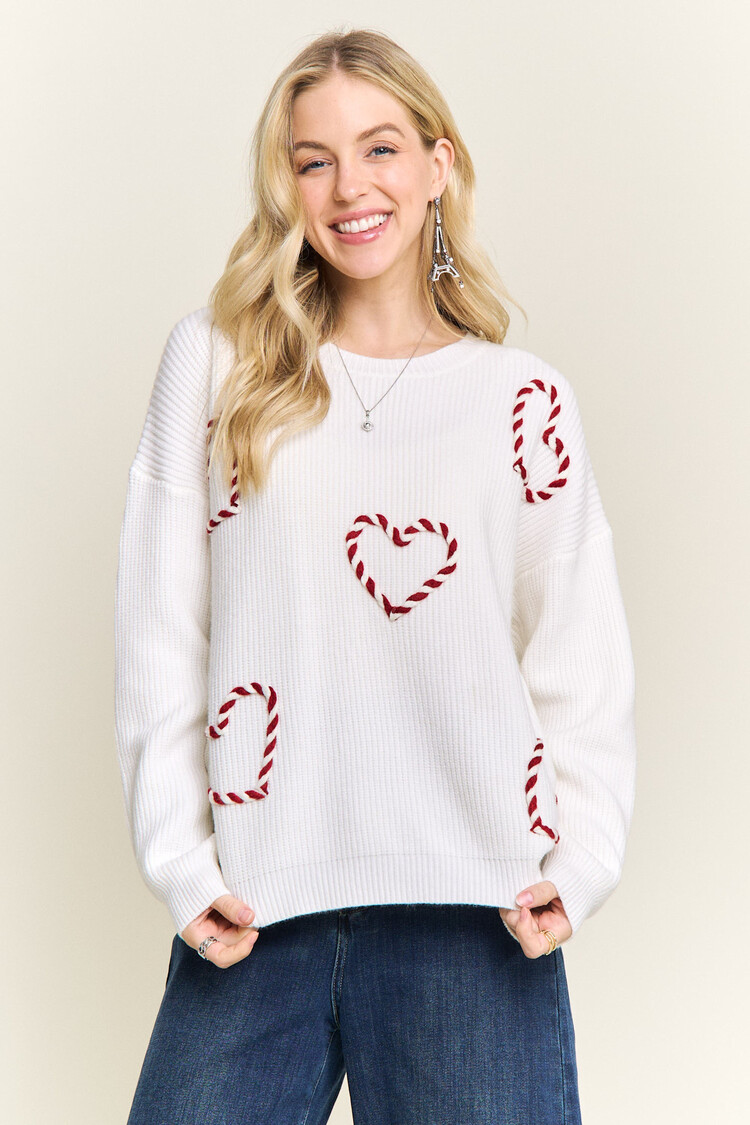 Adora LA Knit Sweater Cane Heart Pattern