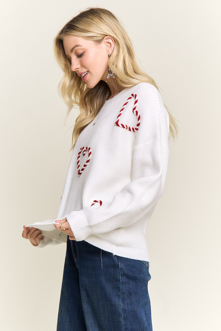 Adora LA Knit Sweater Cane Heart Pattern