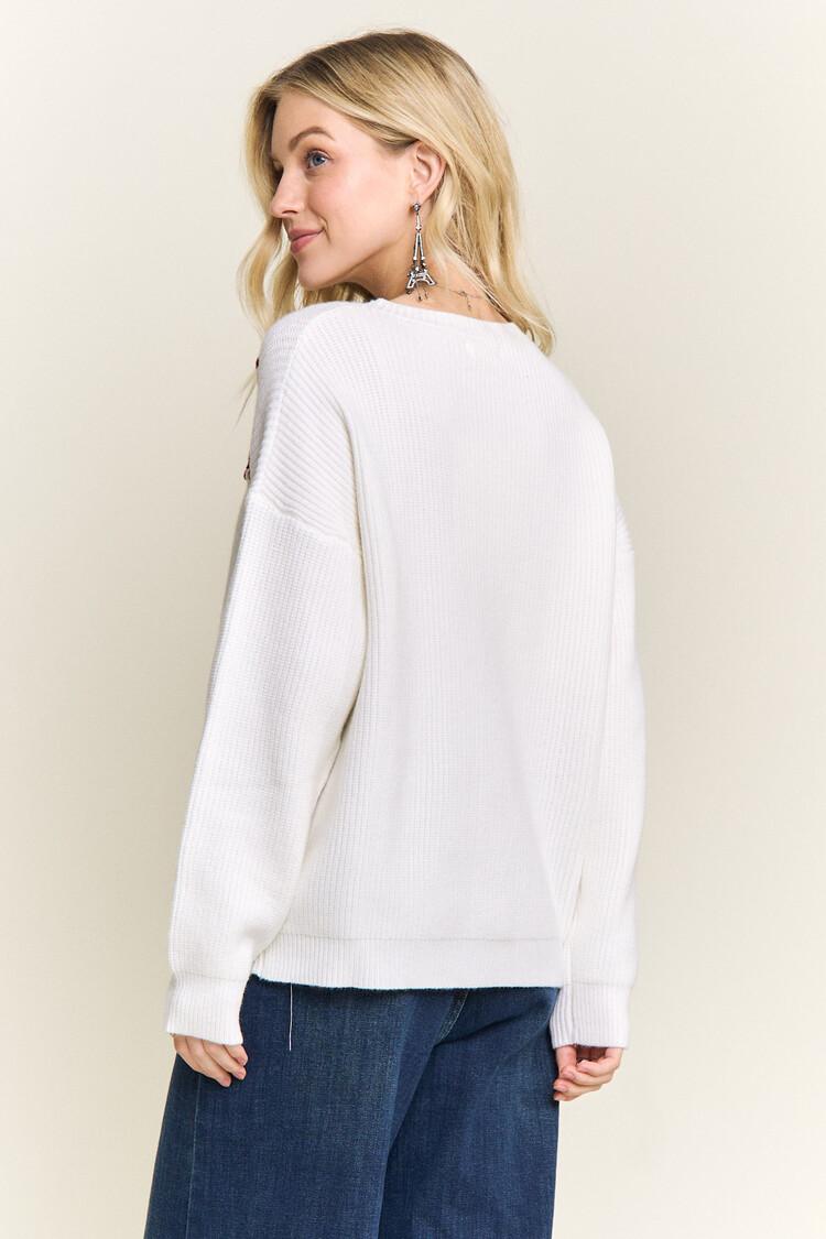 Adora LA Knit Sweater Cane Heart Pattern