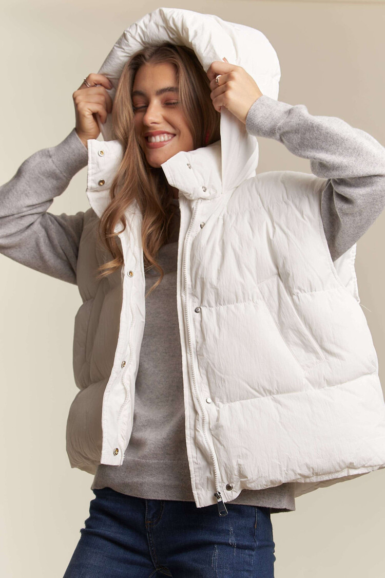 Adora LA Front Zip Up Puffy Hoodie Vest