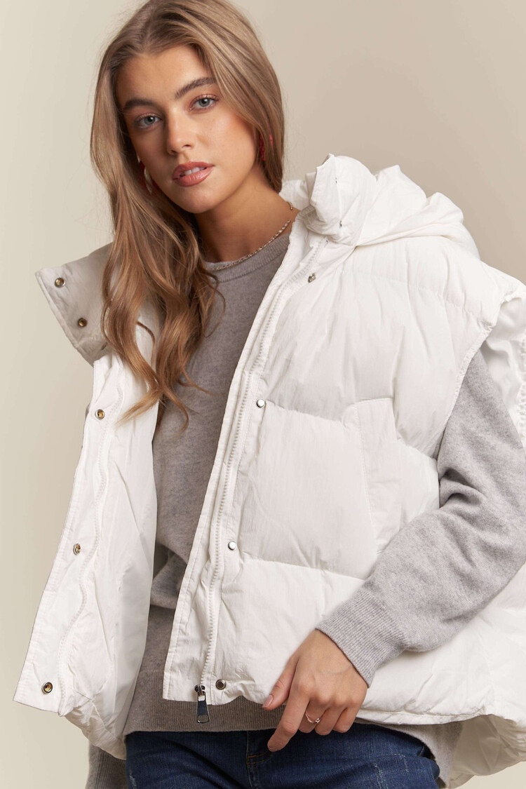 Adora LA Front Zip Up Puffy Hoodie Vest