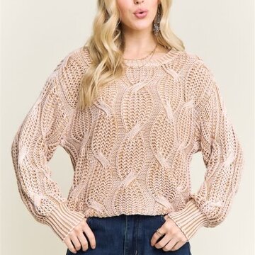 Adora LA Ribbed Textured Knit Sweater
