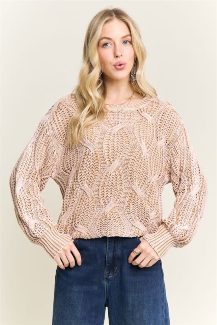 Adora LA Ribbed Textured Knit Sweater