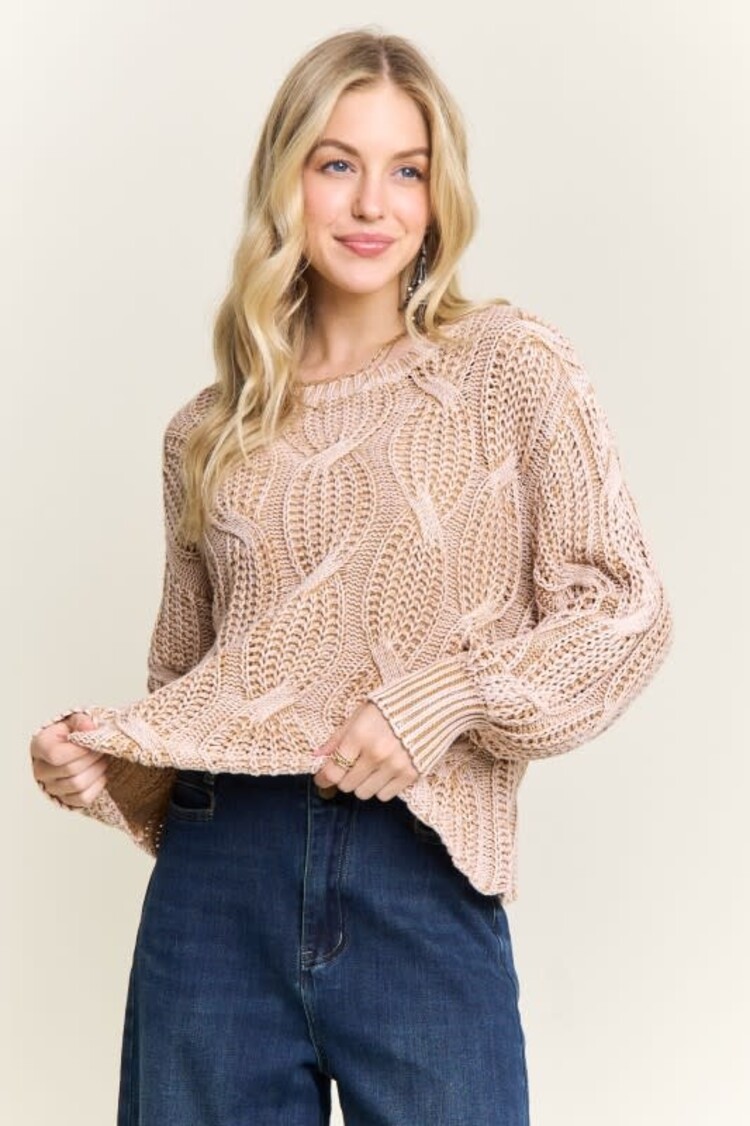 Adora LA Ribbed Textured Knit Sweater