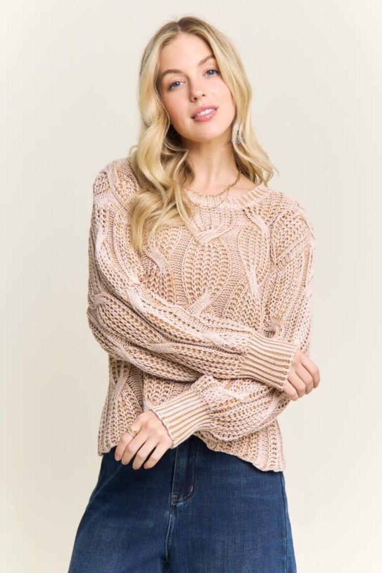 Adora LA Ribbed Textured Knit Sweater