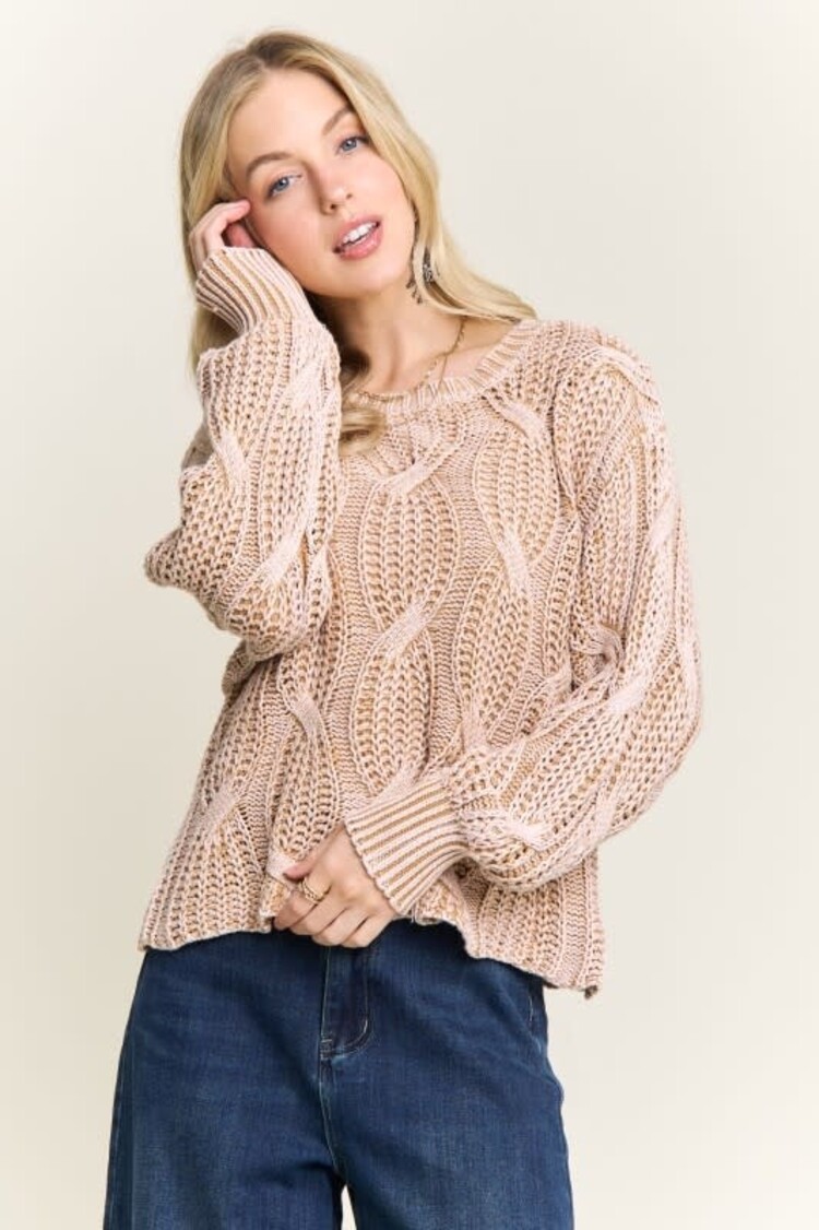 Adora LA Ribbed Textured Knit Sweater