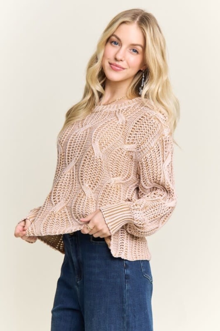 Adora LA Ribbed Textured Knit Sweater