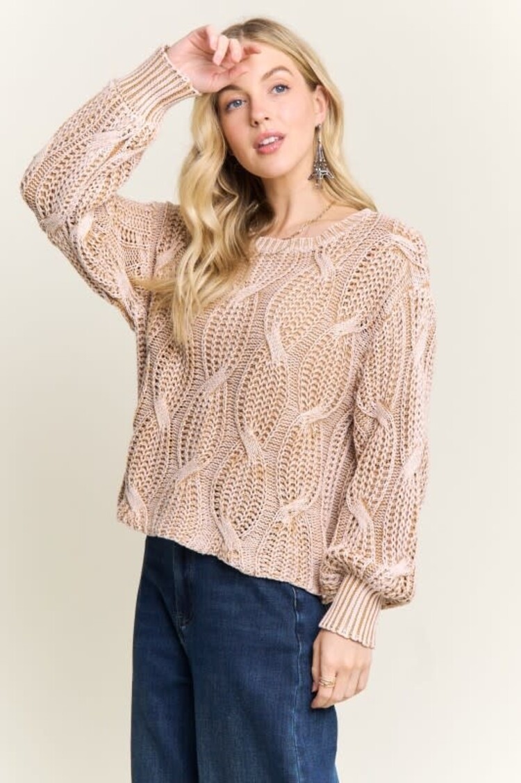 Adora LA Ribbed Textured Knit Sweater