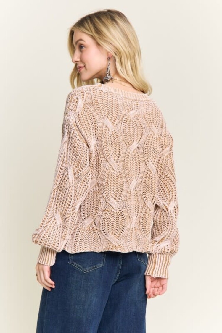 Adora LA Ribbed Textured Knit Sweater