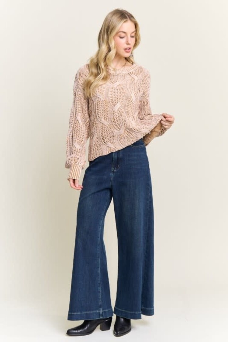 Adora LA Ribbed Textured Knit Sweater