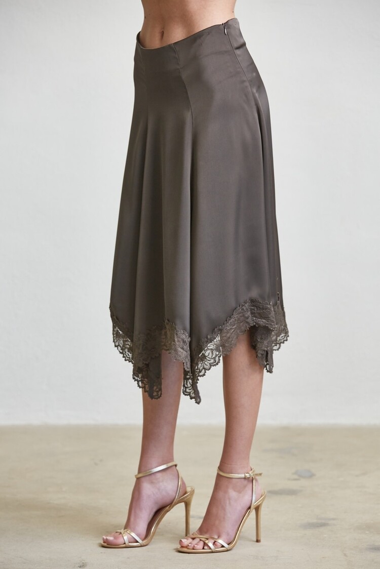 Handkerchief Satin Midi Skirt