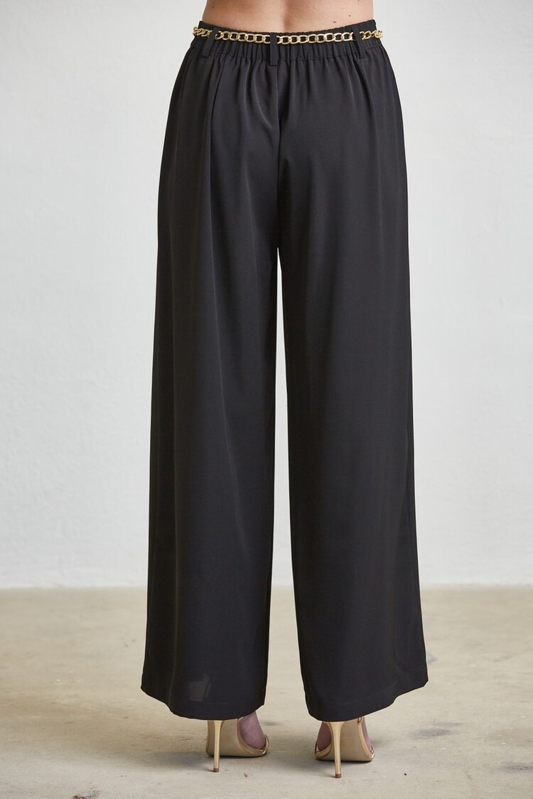 Belted Pleated Wide Leg Pants