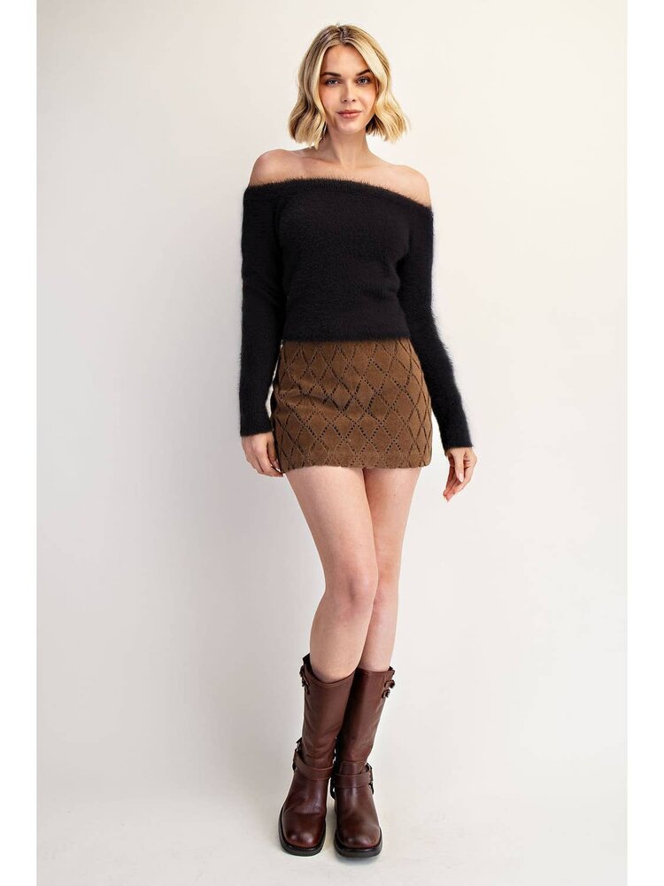 Off the Shoulder Fuzzy Sweater