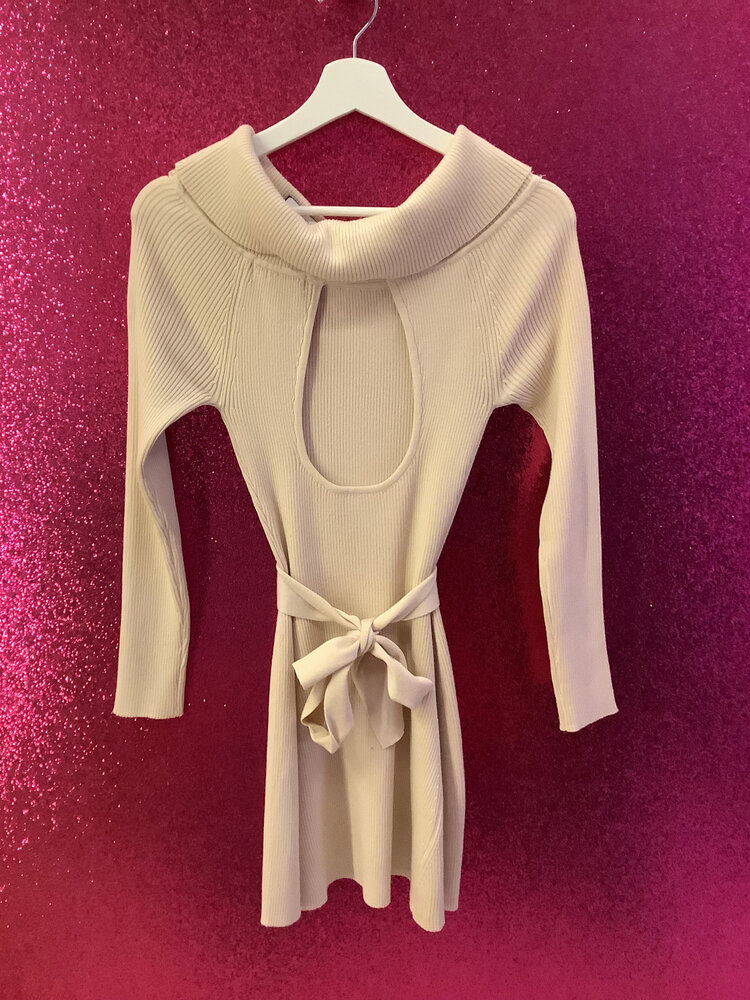 Off Shoulder Back Bow Sweater Dress