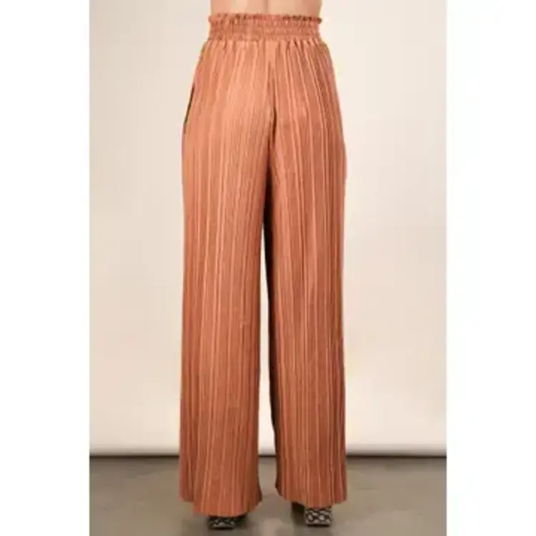 Solid Wide Leg Pleated Pants