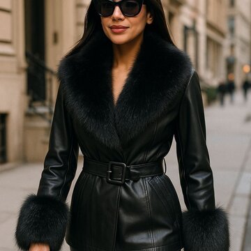 Fur Trimmed Belted Coat