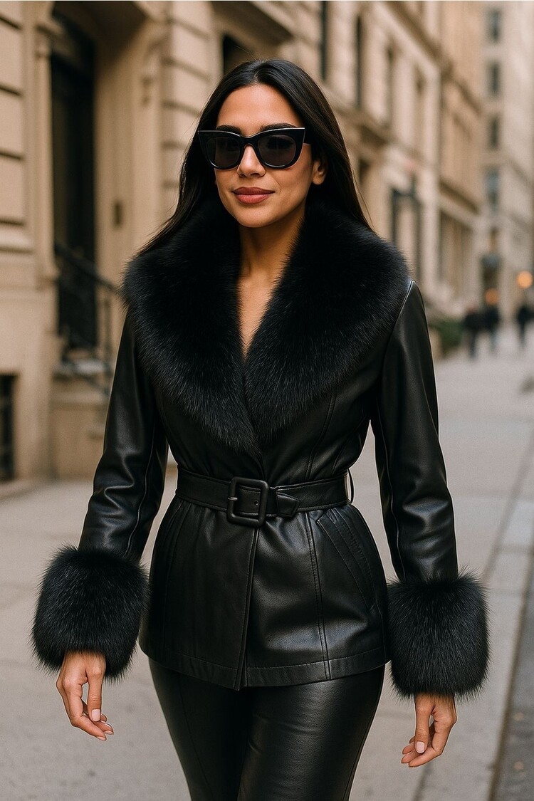 Fur Trimmed Belted Coat