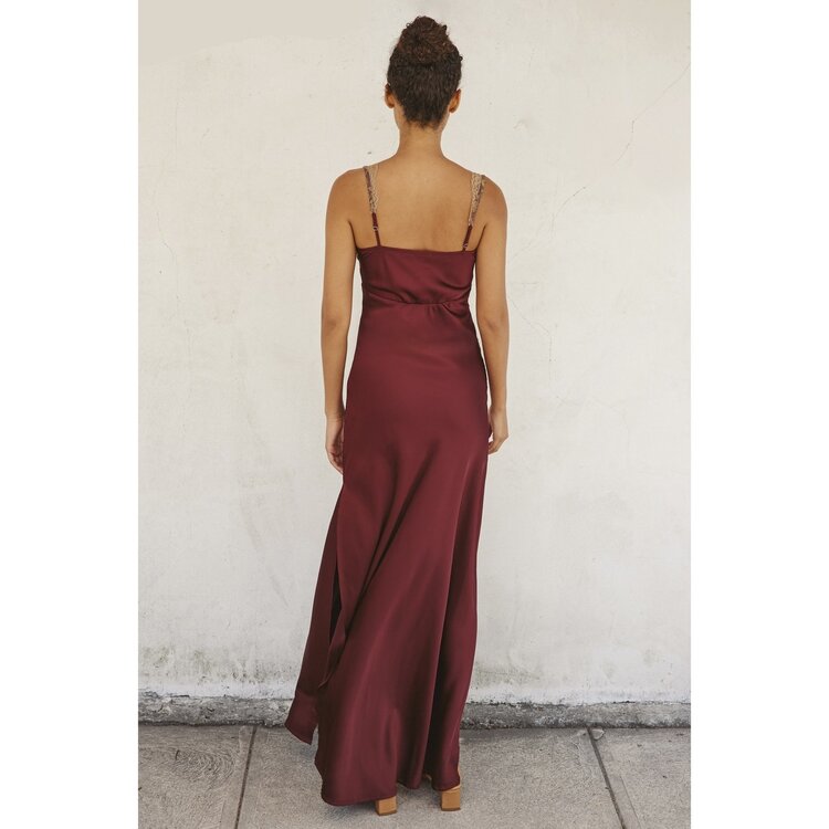 Lace and Satin Contrast Maxi Dress