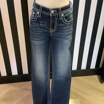 Mid-Rise Boot Cut Longhorn Feather Denim Pants