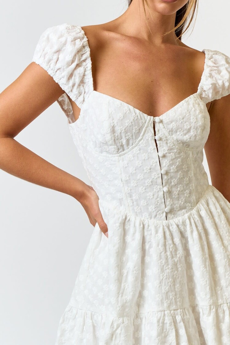 Eyelet Puff Sleeve Baby Doll Dress
