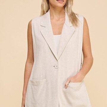 Linen  Blend Side Strap Vest