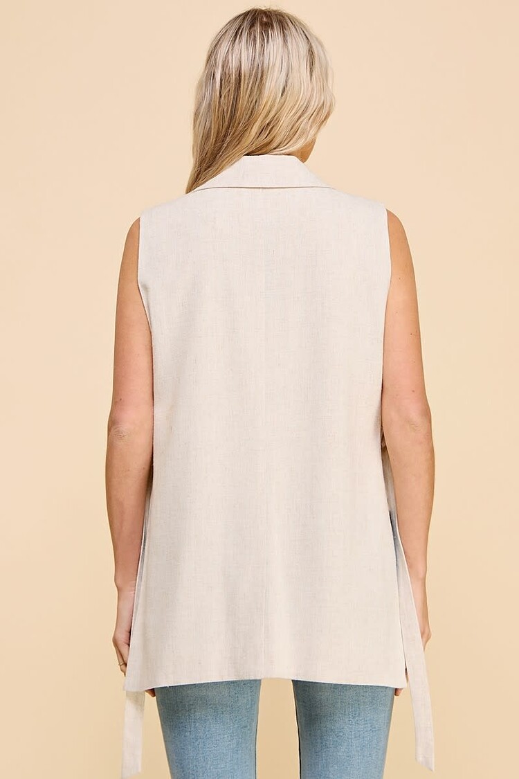 Linen  Blend Side Strap Vest