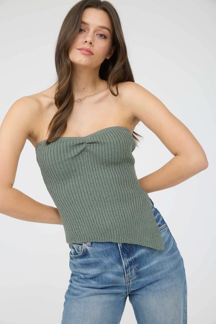 Strapless Asymmetrical Sweater Top